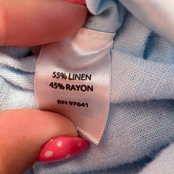 J. Jill Womens Linen Blend Pants Size 16P Light Blue Elastic Waist - Picture 3 of 6